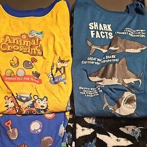 Lot of 2 boys 10/12 pjs Animal crossing and sharks